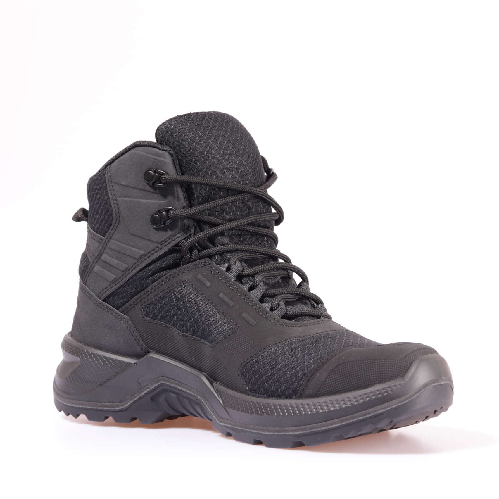 Bocanci piele + textil negri Vibram